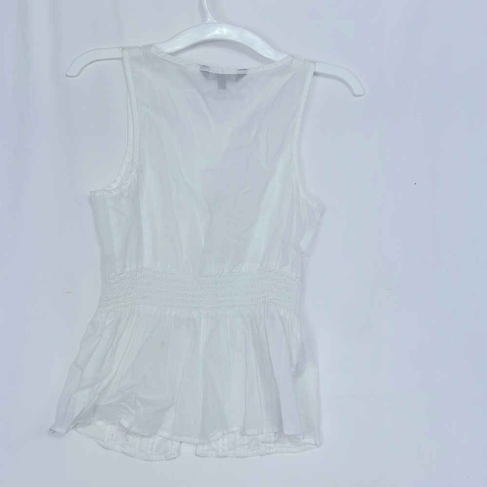 #0838 Express White Floral Button-Up Top | Size: XXS - Picture 5 of 6